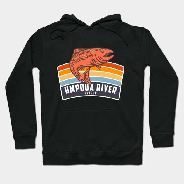 Umpqua River Oregon Salmon Fishing Graphic Hoodie by Eureka Shirts